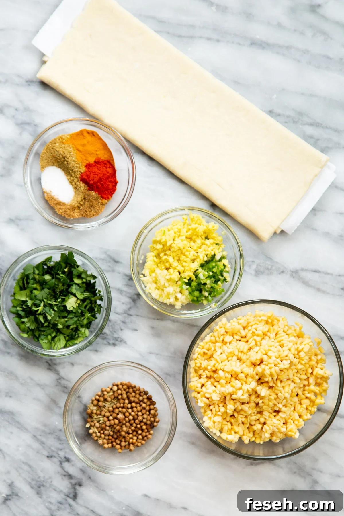 ingredients needed for making Kachori Pinwheels 