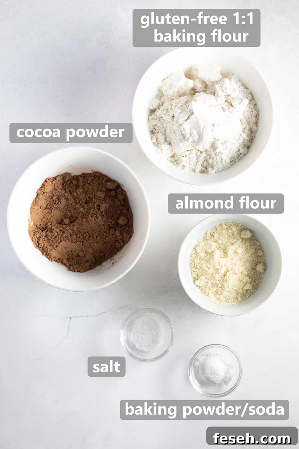 overhead shot of the dry ingredients for the cookies