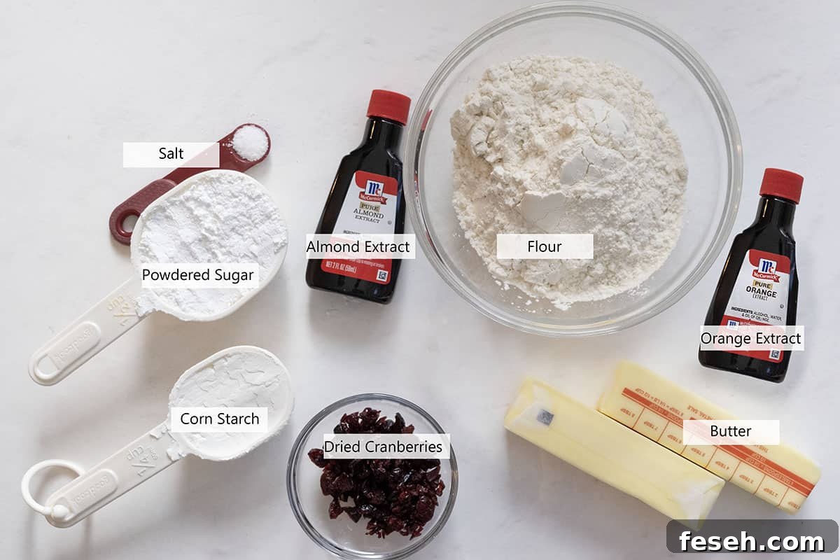 Ingredients for the shortbread cookies.