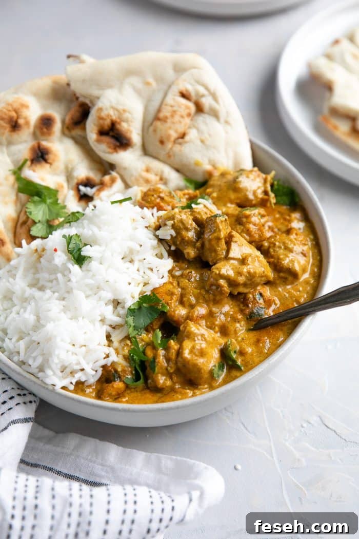 A plate of Butter Chicken on a table