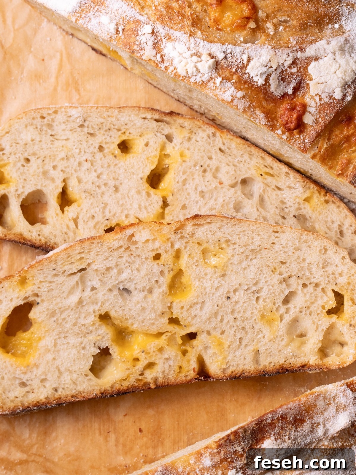 Close up slices of homemade bread