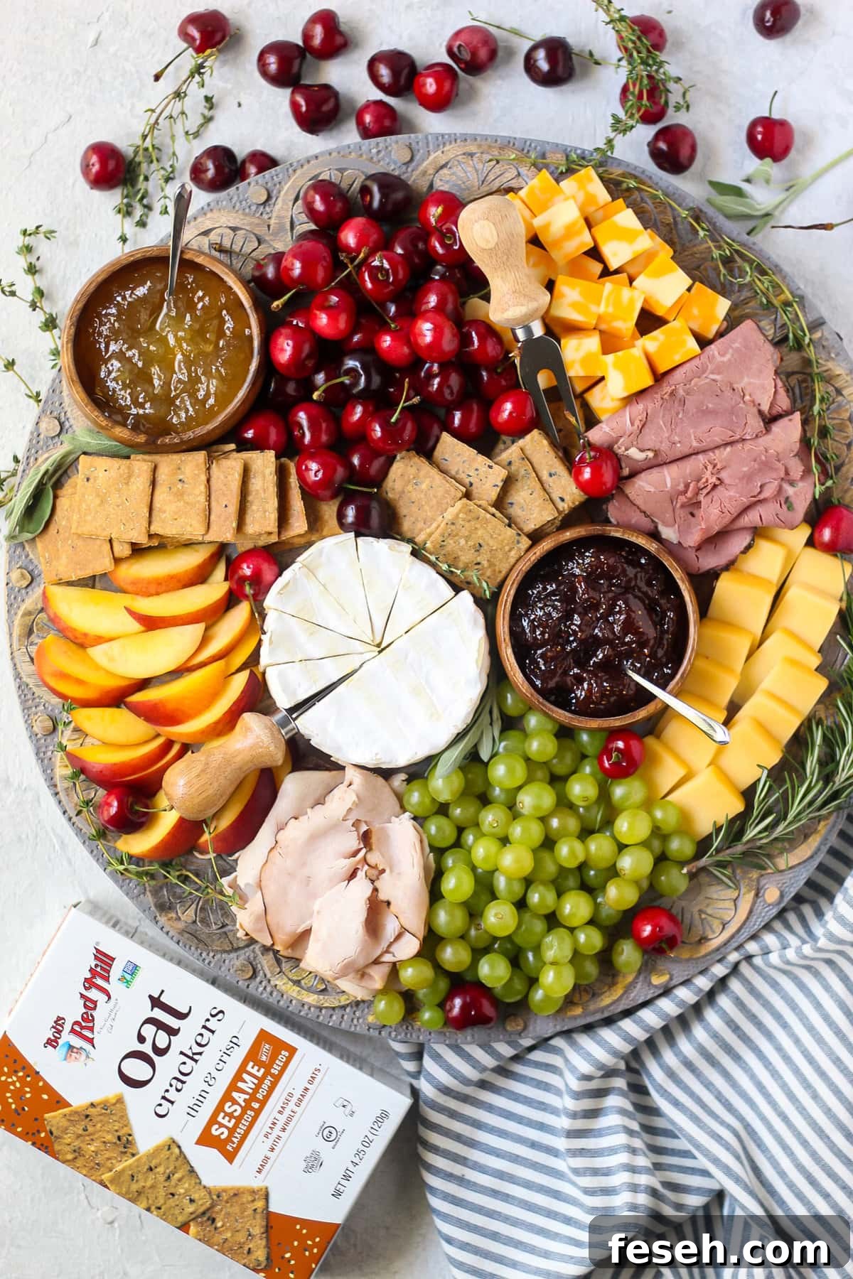 overhead shot of summer charcuterie board