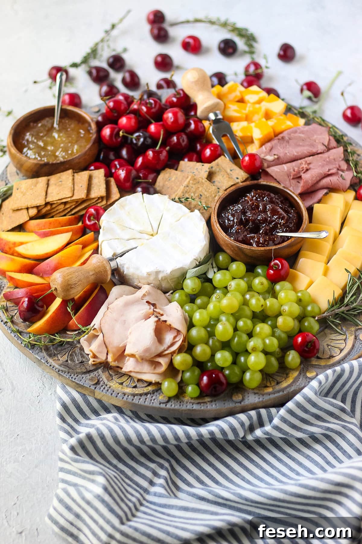 side angle shot of summer charcuterie board