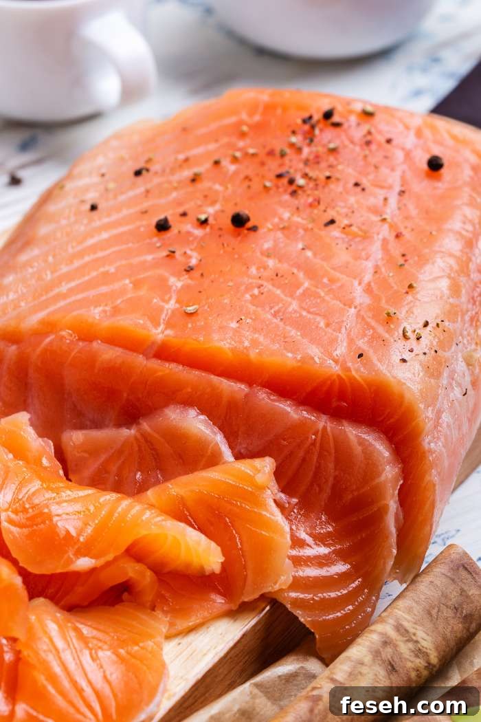cold smoked cured salmon fillet