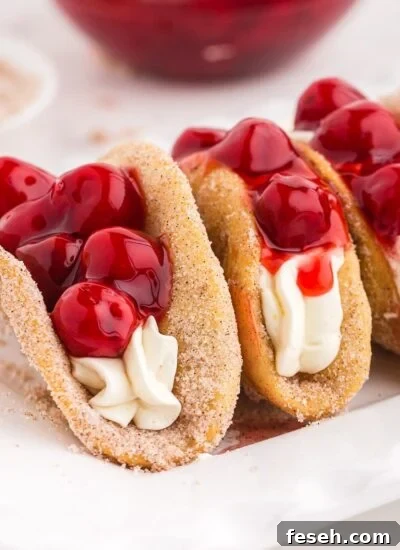 Cherry Cheesecake tacos completed and ready to eat!