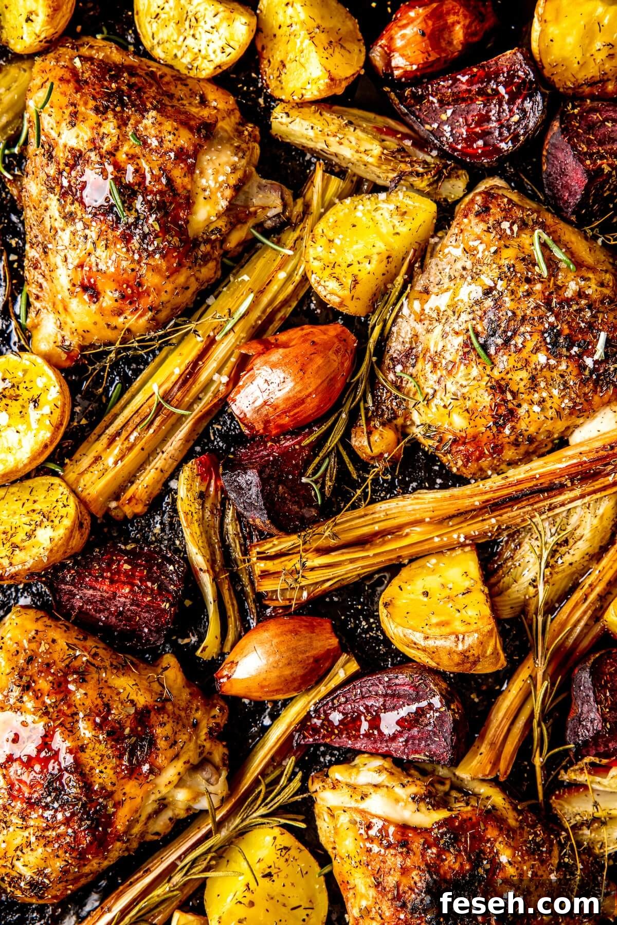 Sheet Pan Balsamic Chicken and Root Vegetables - Olivia Adriance