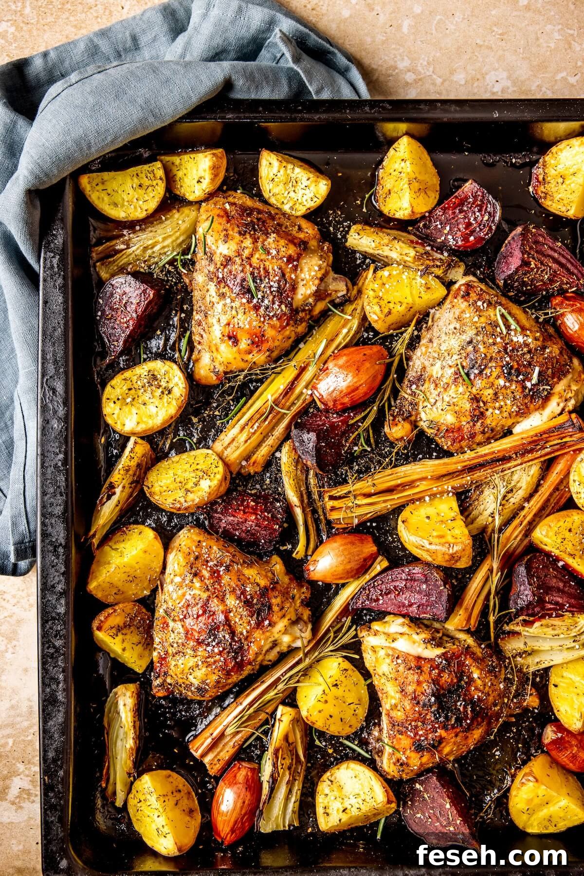 Sheet Pan Balsamic Chicken and Root Vegetables - Olivia Adriance