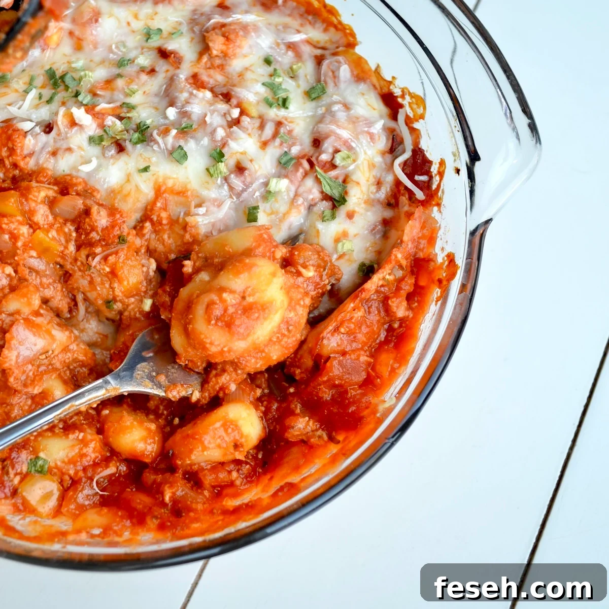 Gnocchi casserole with marinara sauce
