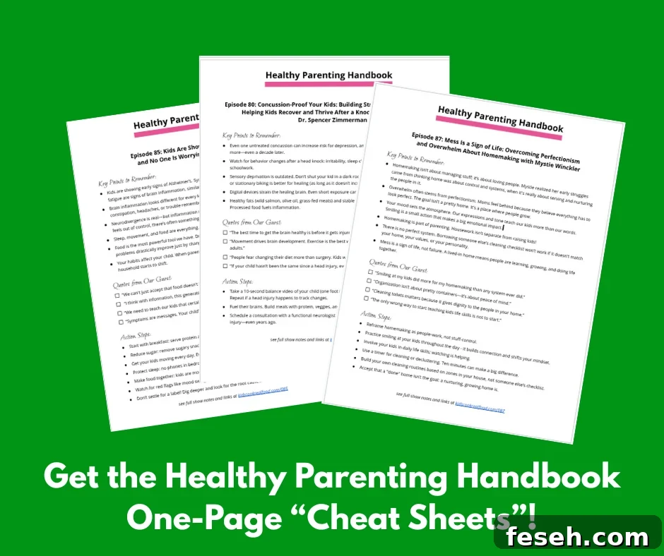 one-page cheat sheets for the Healthy Parenting Handbook