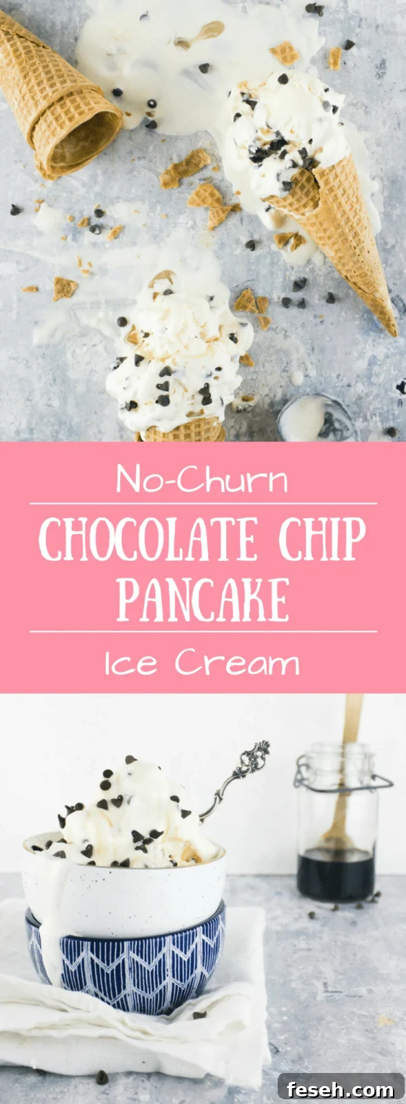 Breakfast for dinner is going to get a run for it's money with this breakfast for dessert inspired no-churn chocolate chip pancake ice cream!