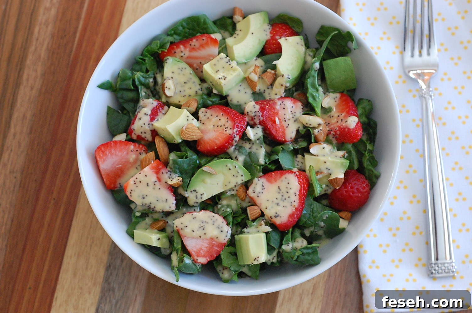 Spinach Salad with Maple Lemon Poppy Seed Dressing