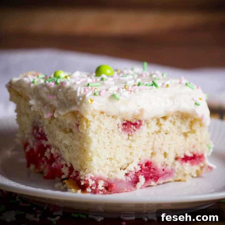 A piece of berry lemon snack cake on a plate.