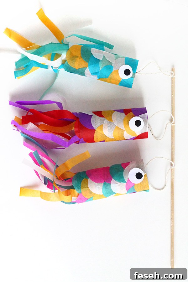 Japanese Flying Carp | Toilet Paper Roll Crafts