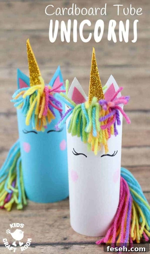 Cardboard Tube Unicorns | Toilet Paper Roll Crafts