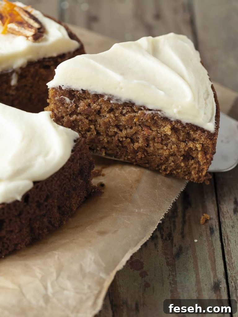 a slice of moist gluten free carrot cake