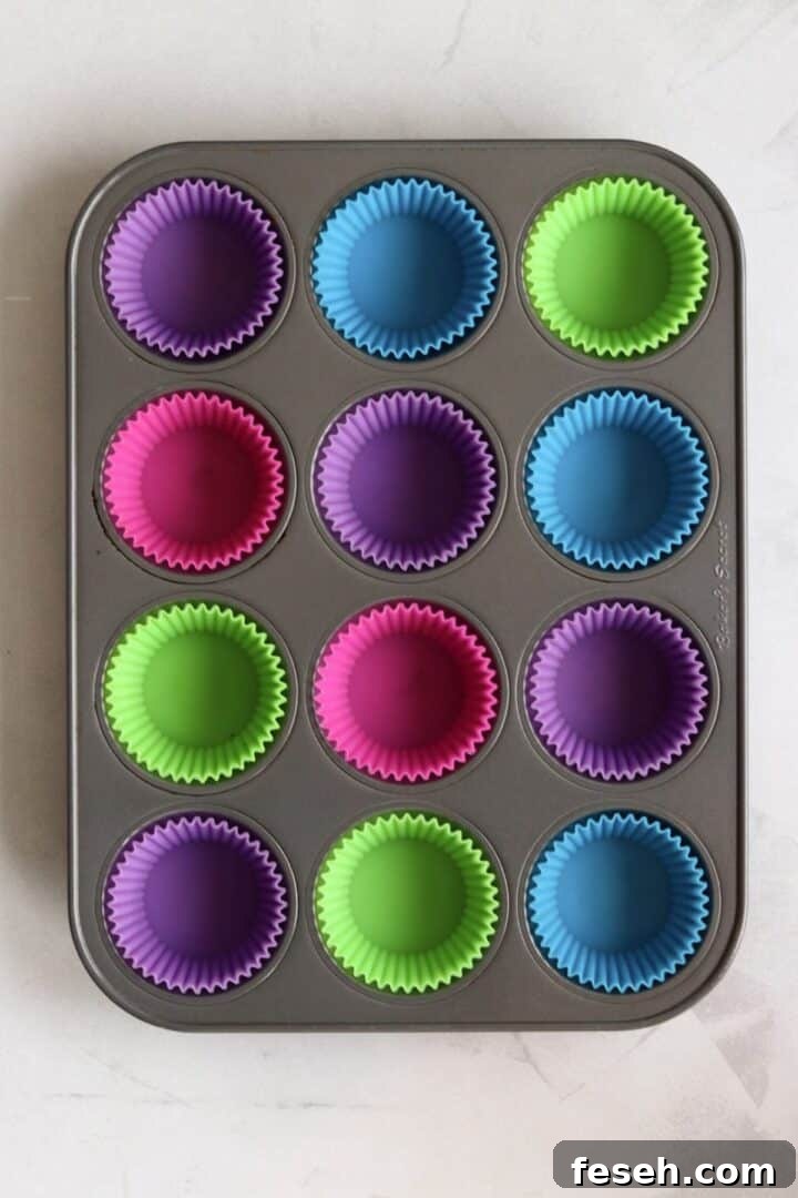 Muffin pan lined with silicone liners