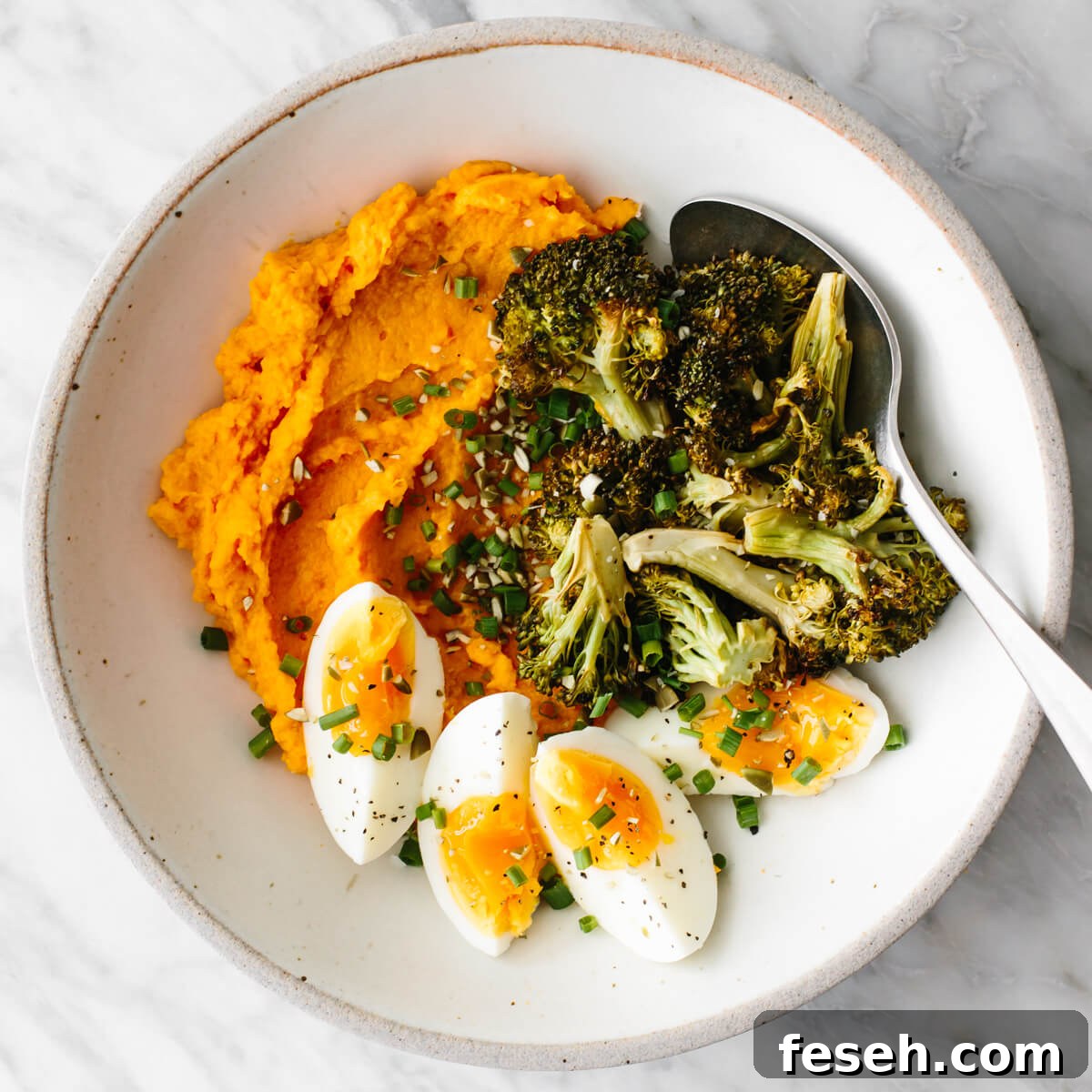 Smashed sweet potato bowl for a budget meal prep