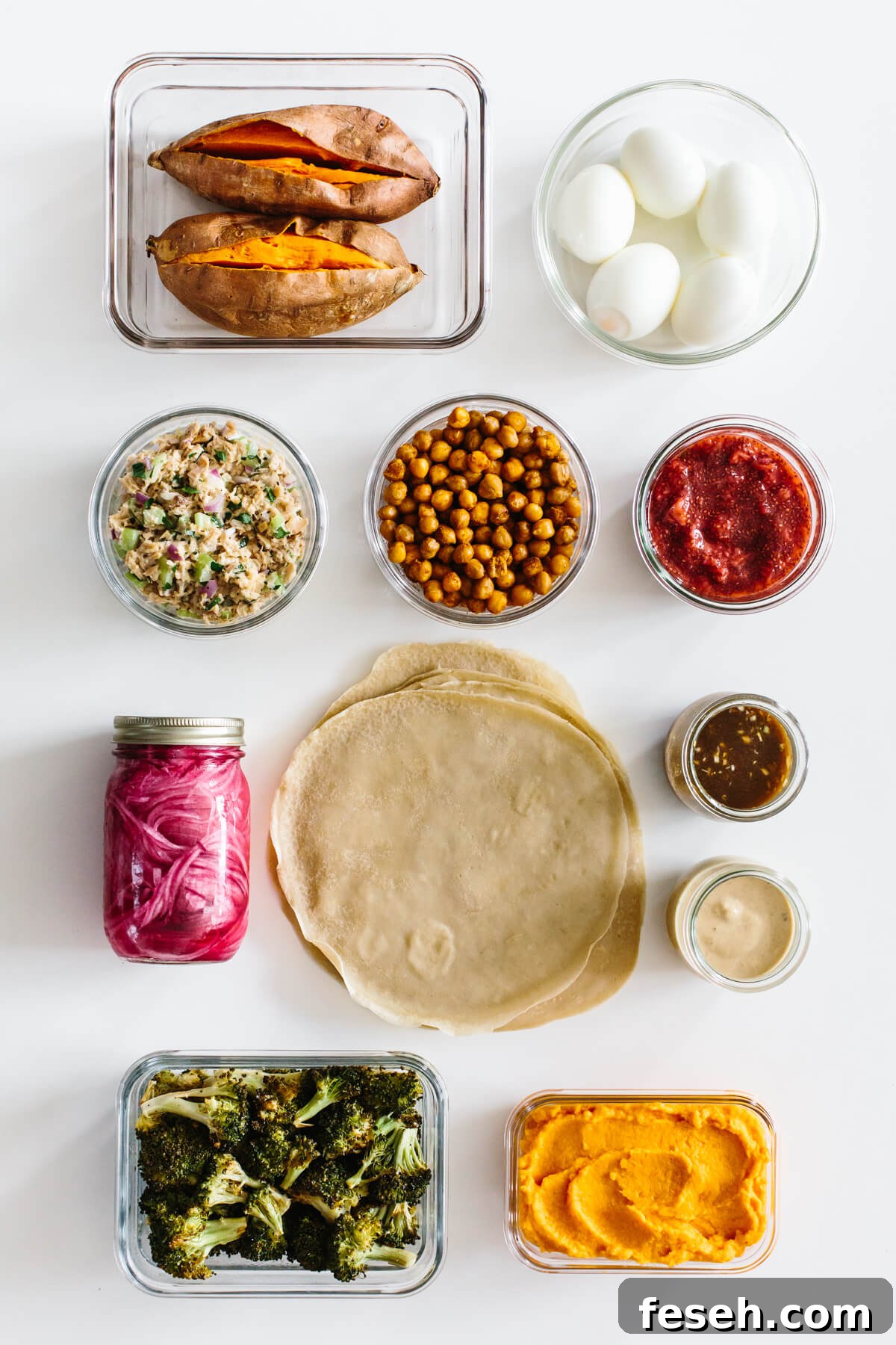 Ingredients on table for a budget meal prep