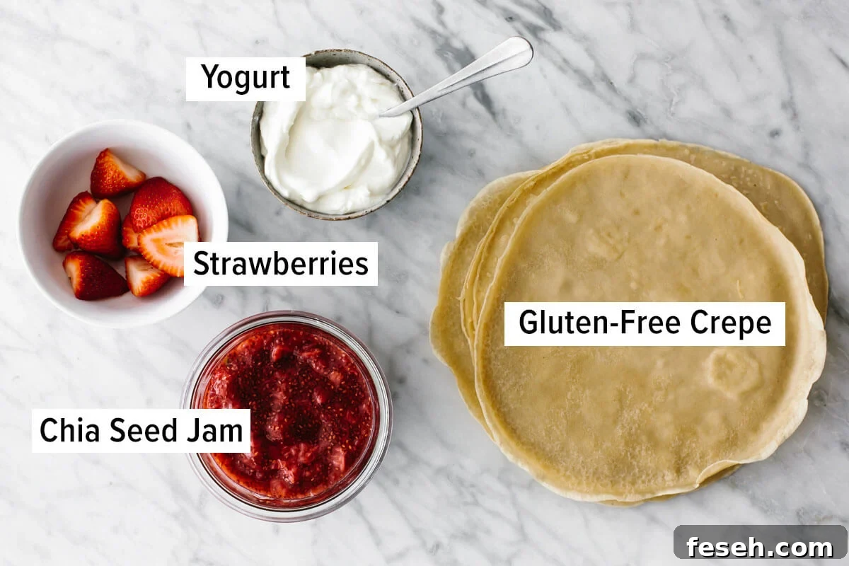 Ingredients for crepes in a budget meal prep
