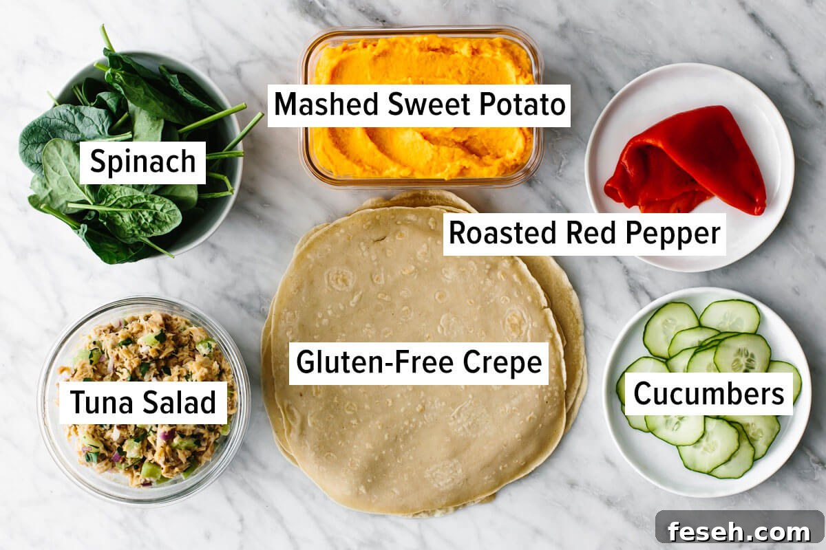 Ingredients for tuna salad wrap for a budget meal prep