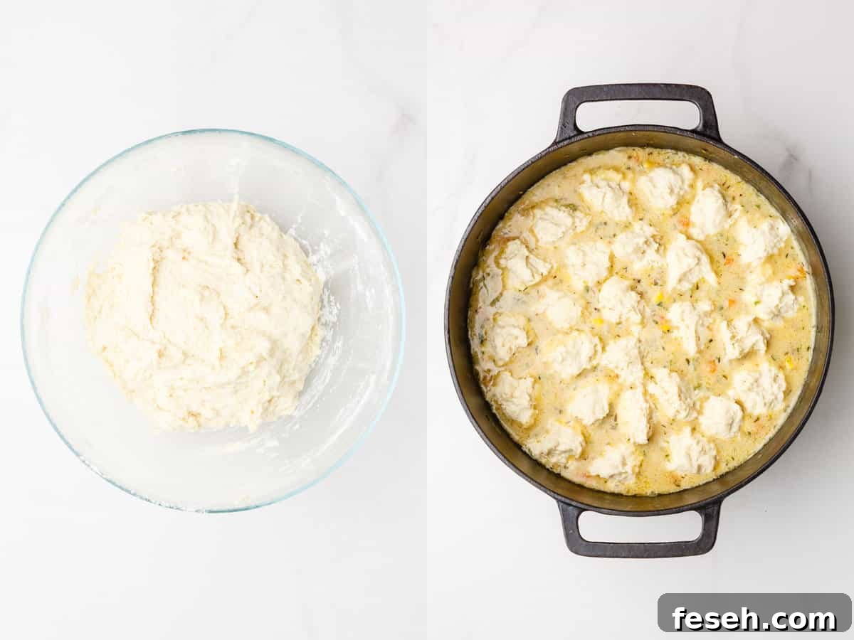 Steps to make the dumplings in chicken and dumplings.
