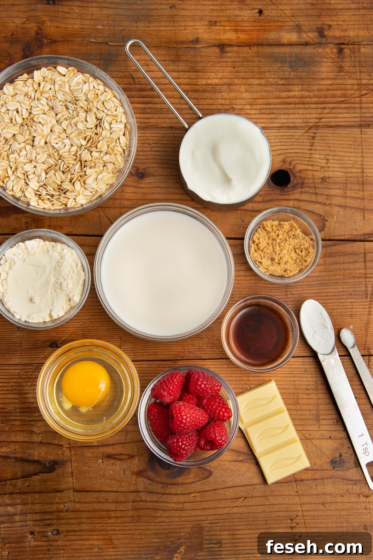 This is a picture of all the individual ingredients to make this oat recipe.
