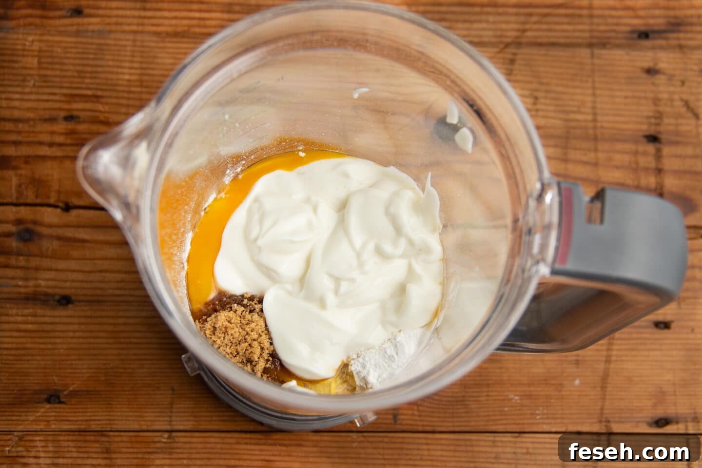 This is a picture of the ingredients added to a blender.