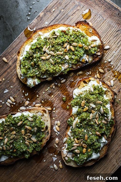 12 Great Pine Nut Substitutes for Pesto You’ll Love 7 Broccolini pesto with labneh on sourdough toasts.