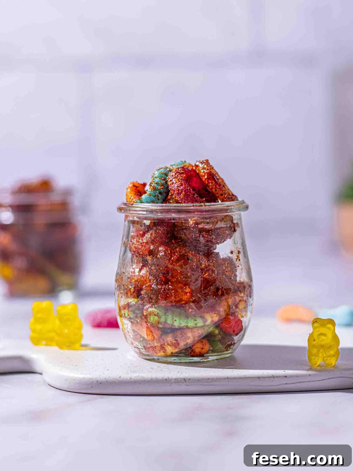 dulce enchilados in a small jar.