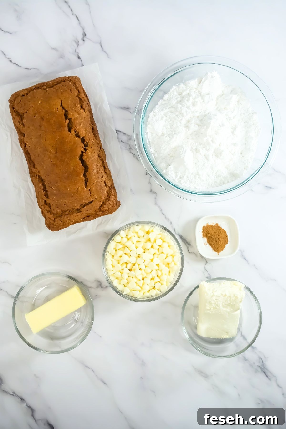 Ingredients for pumpkin cake balls on a countertop.