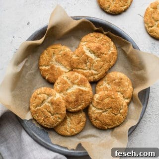 Snickerdoodle cookies on a blue platter.