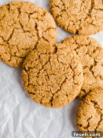 Freshly baked ginger snap cookies