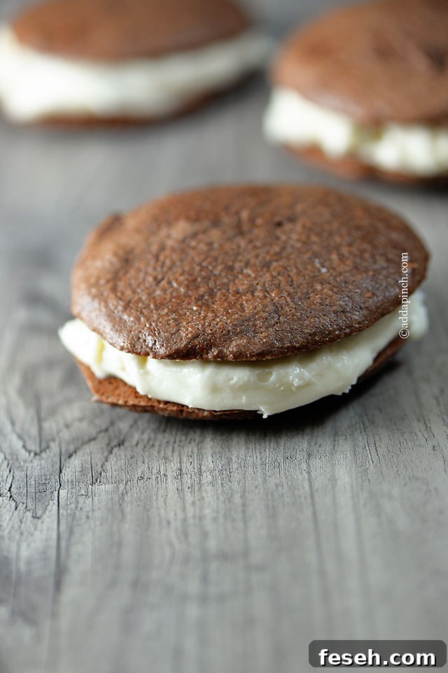 Peppermint Cream Chocolate Cookie Sandwiches | ©addapinch.com