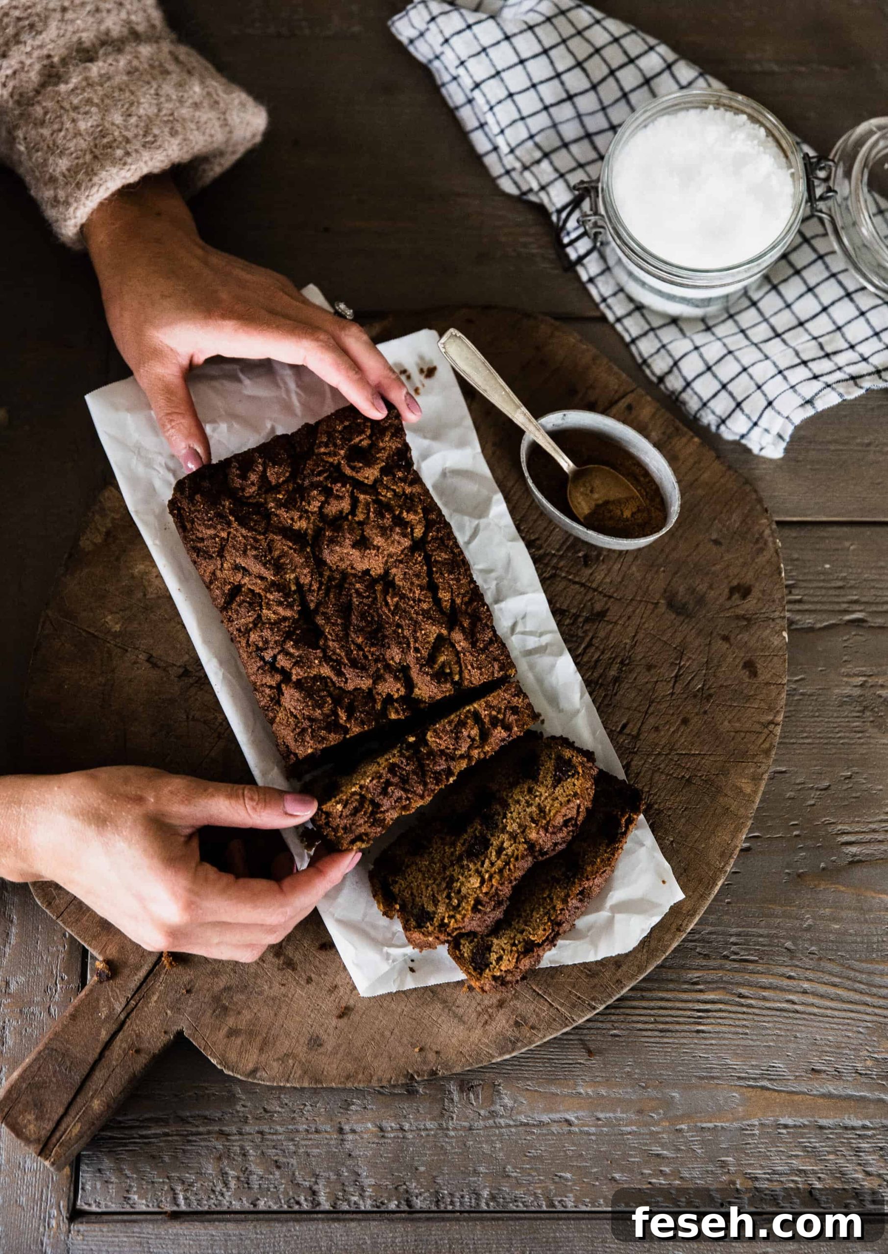 Pumpkin bread and ingredients