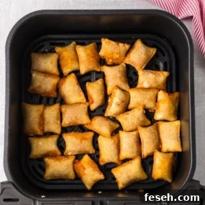 Air fryer pizza rolls cooked in the air fryer basket.