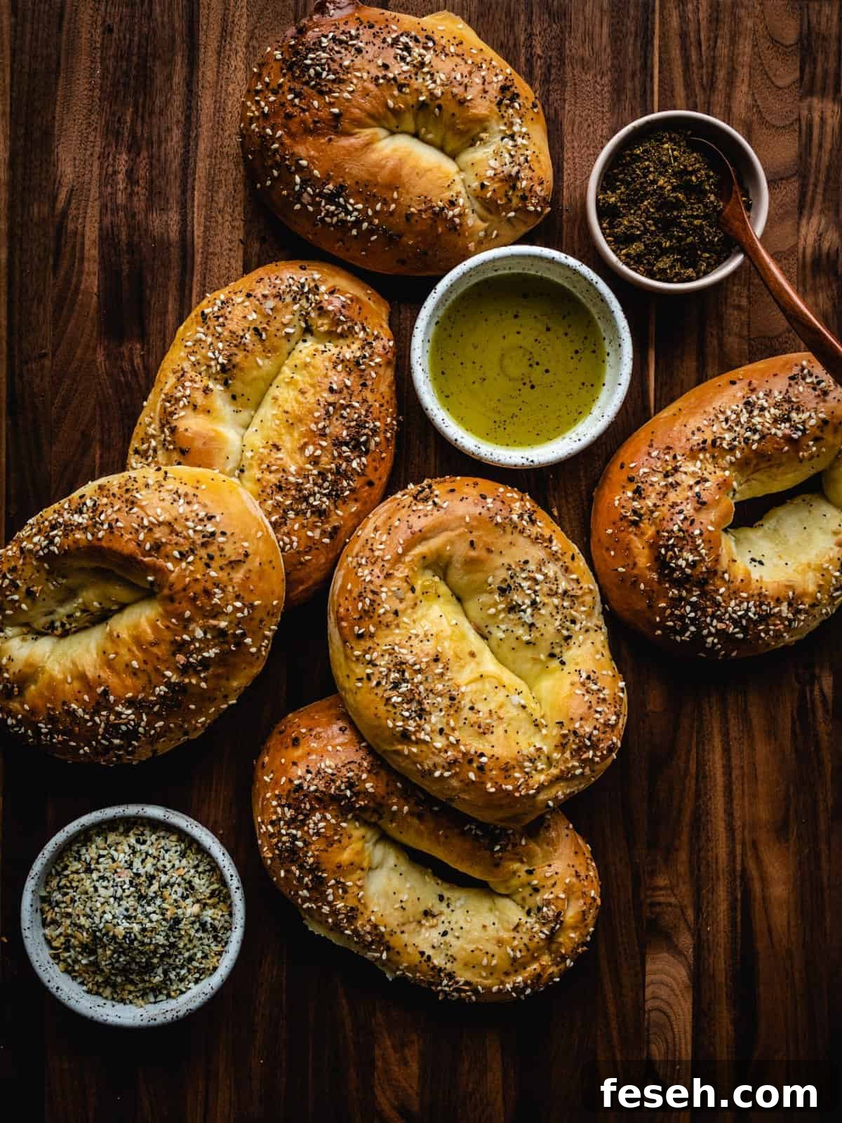 homemade Jerusalem Bagels with everything bagel seasoning