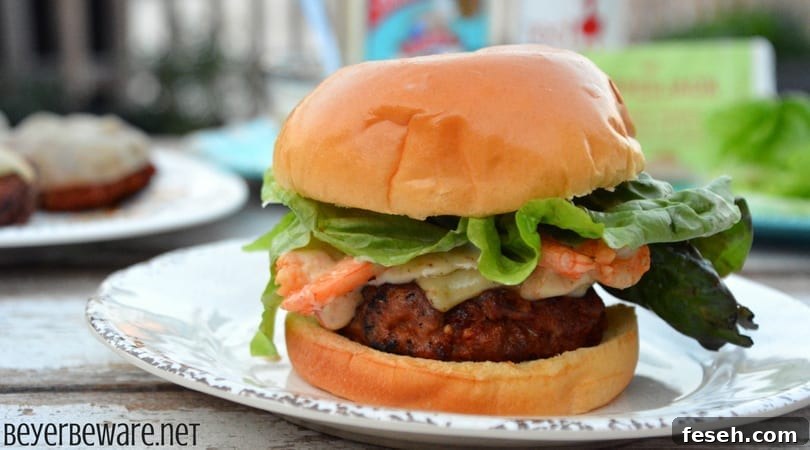 Cajun pork burgers with shrimp