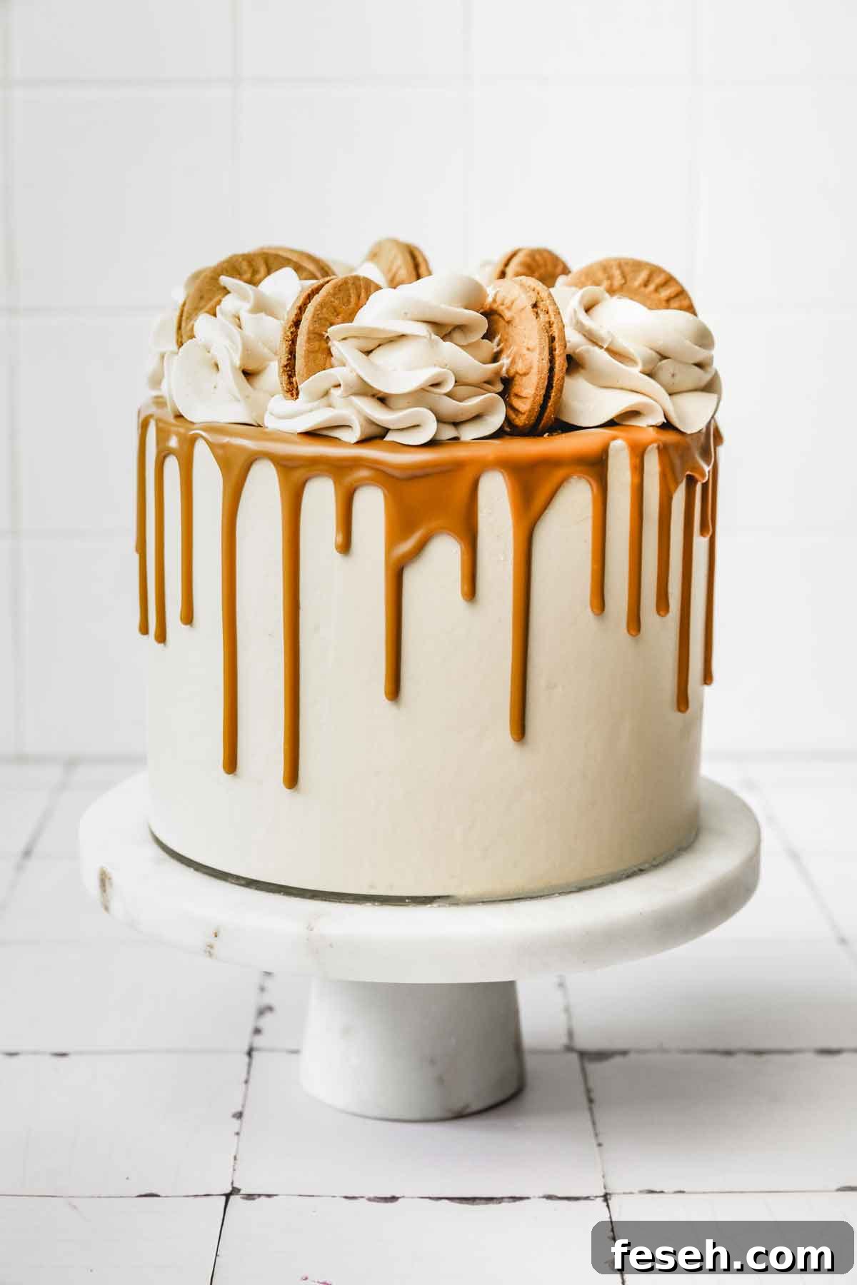 cake with biscoff buttercream frosting