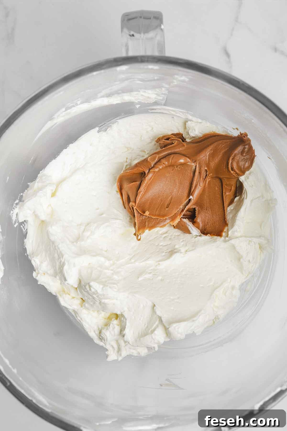 mixing bowl with biscoff spread buttercream