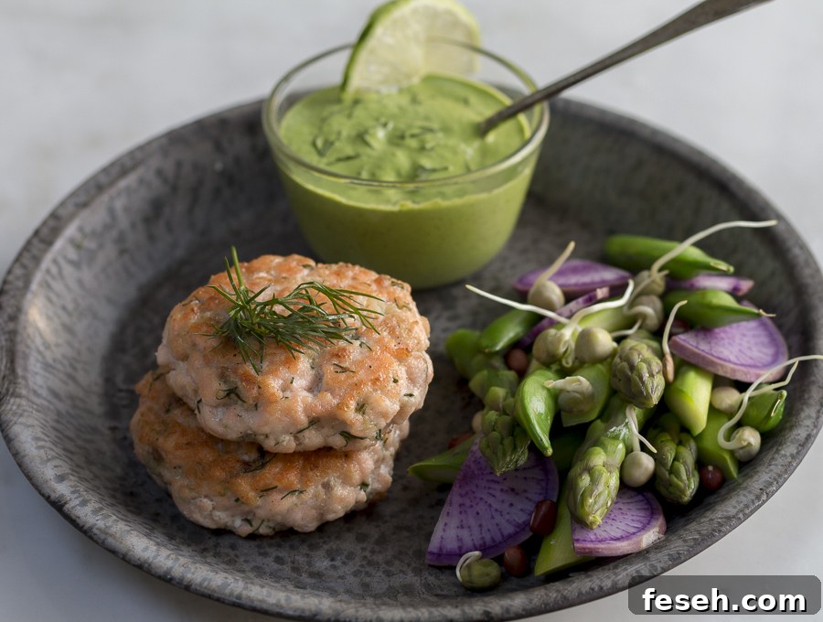 Salmon cakes with green goddess dressing