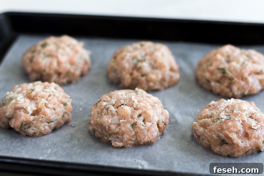 Formed salmon cakes ready to cook