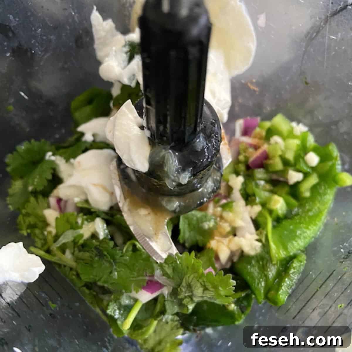 poblano sauce ingredients in blender