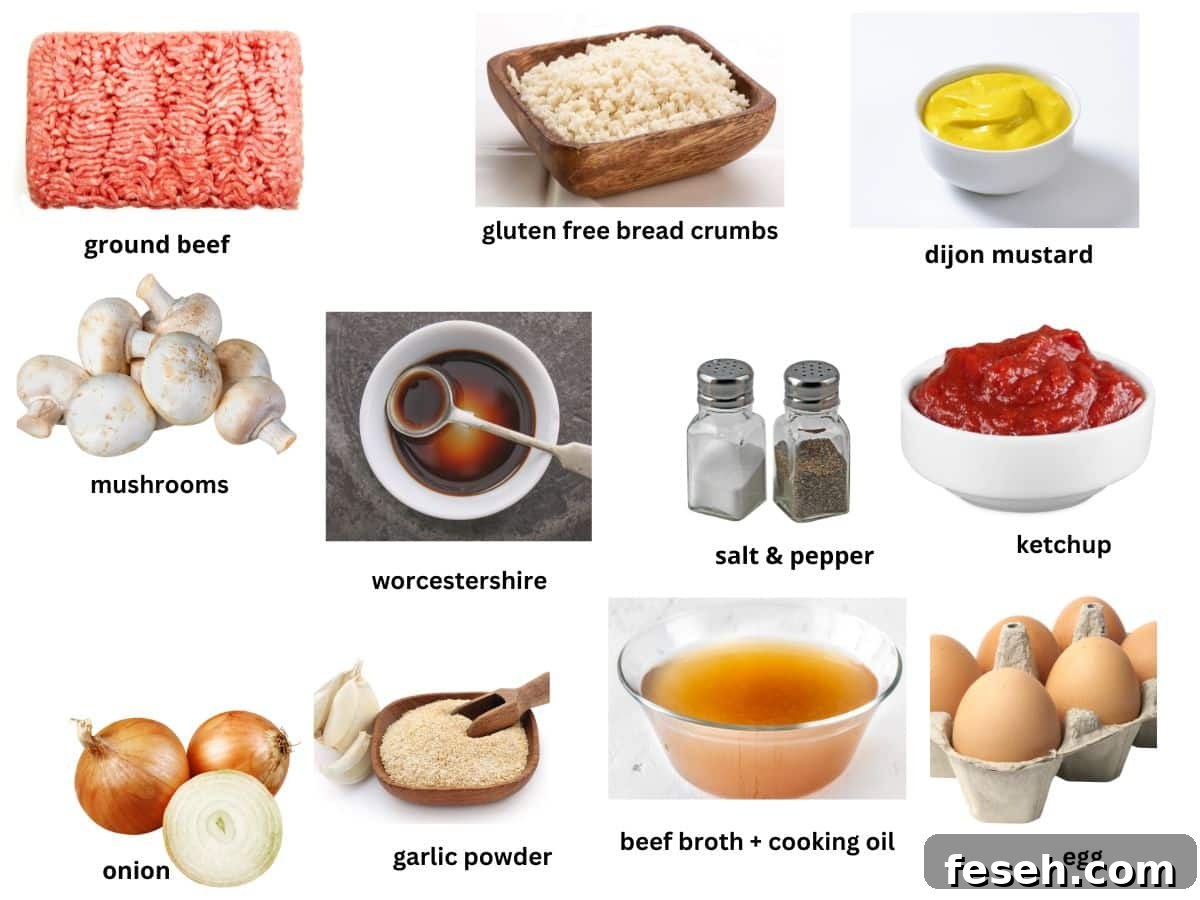 Photos of the salisbury steak ingredients.