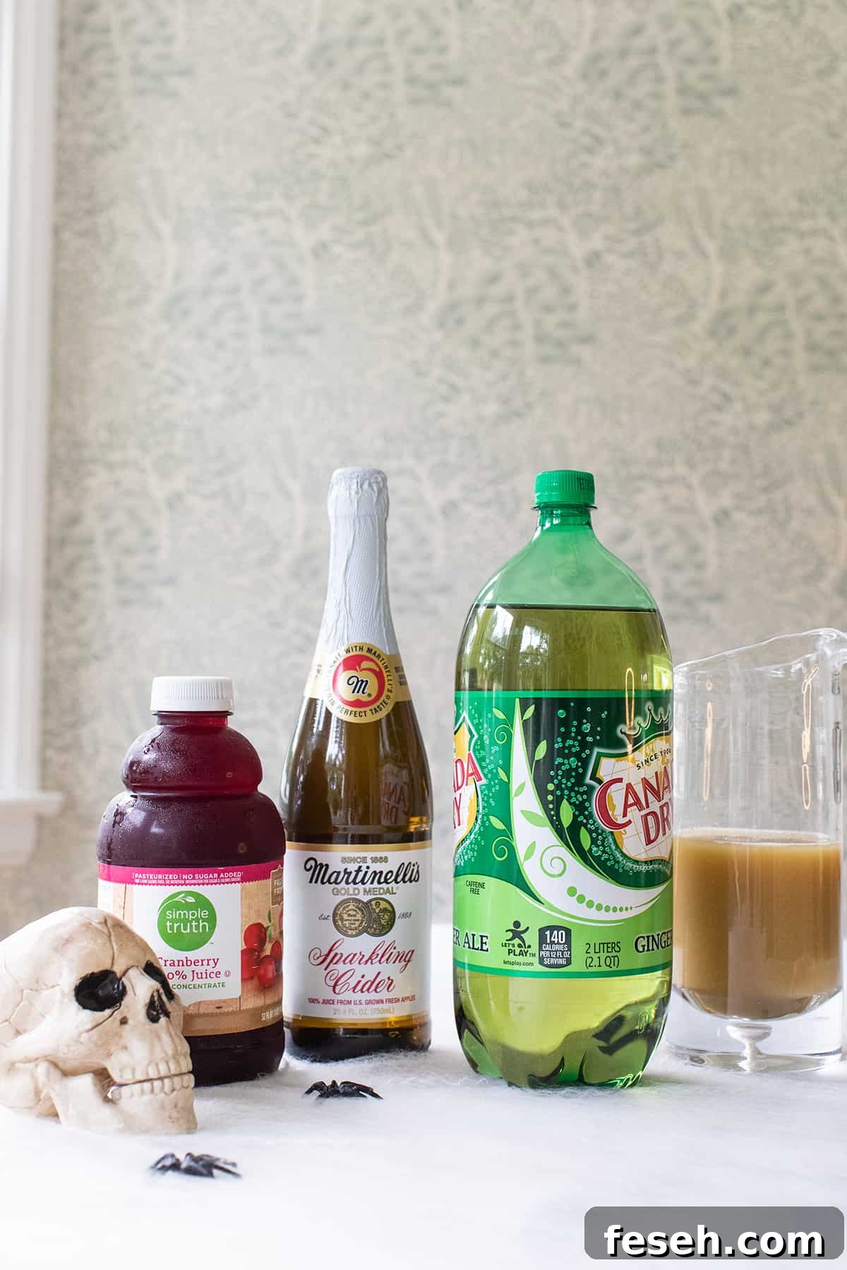 Ingredients to make a Halloween punch without alcohol.