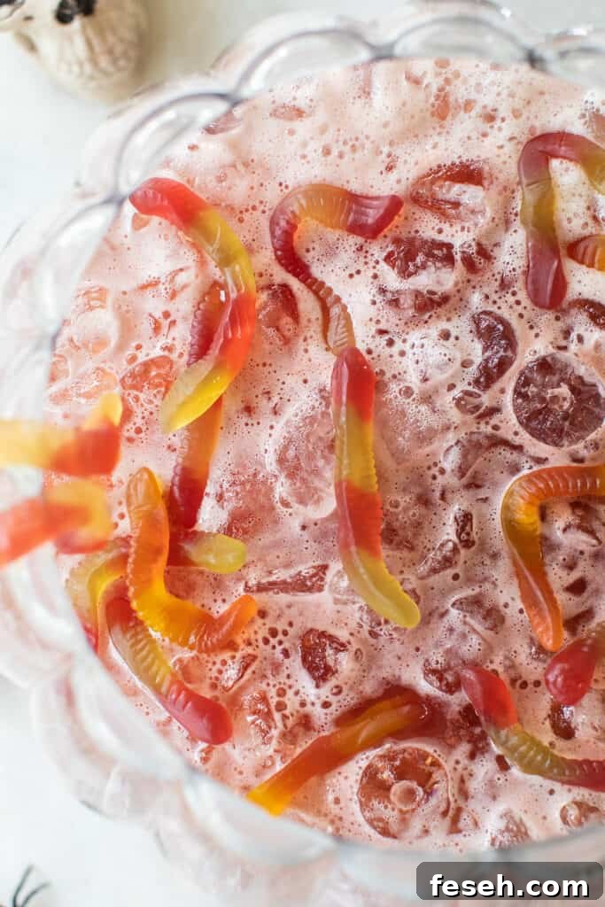 easy halloween punch with gummy worms