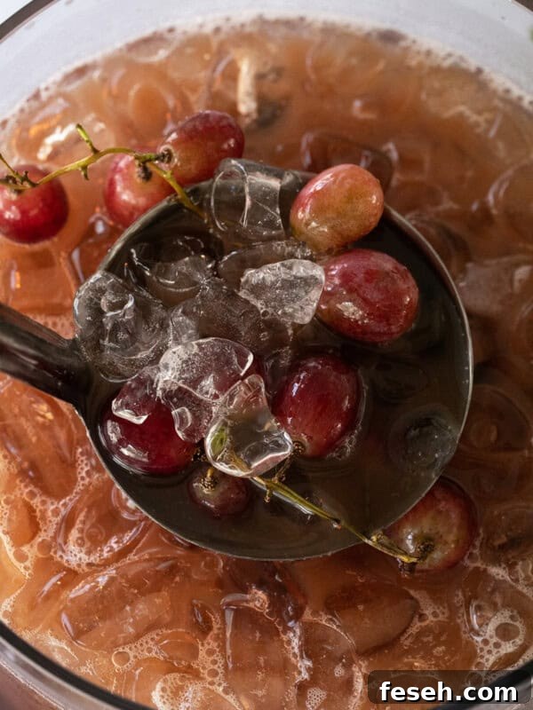 Halloween punch with grapes and ice