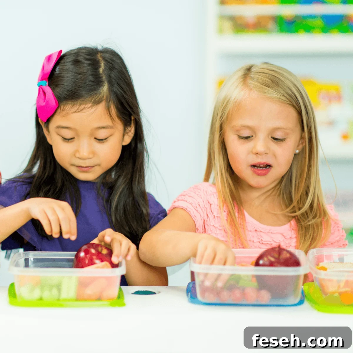 two girls snacking at school