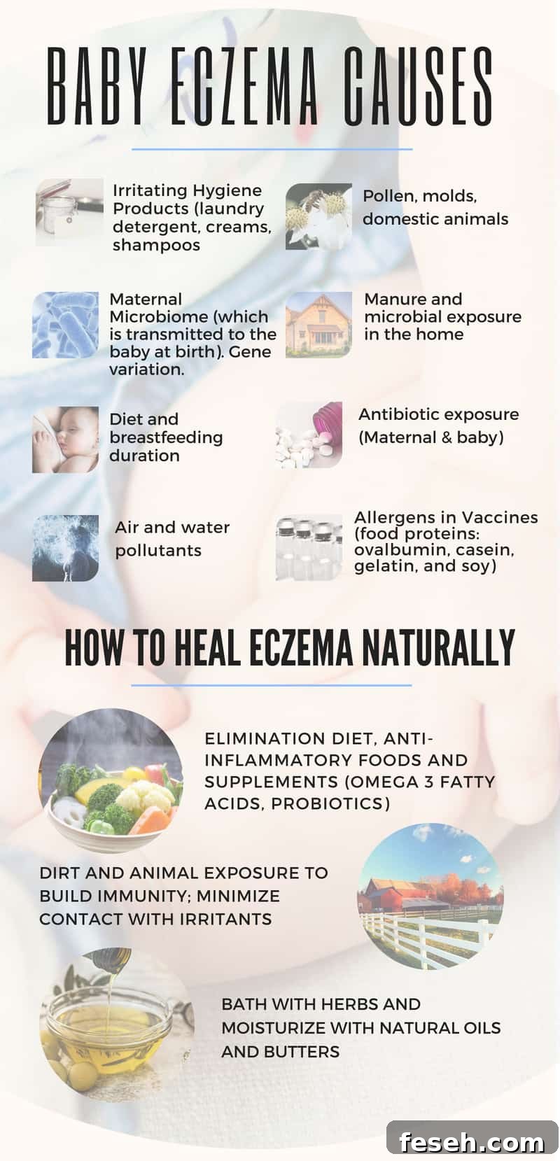 Find about real eczema root causes, the food triggers to avoid and food to make in order to heal your baby’s eczema. Learn more about the gut and baby eczema link and how to get rid of it naturally through diet.