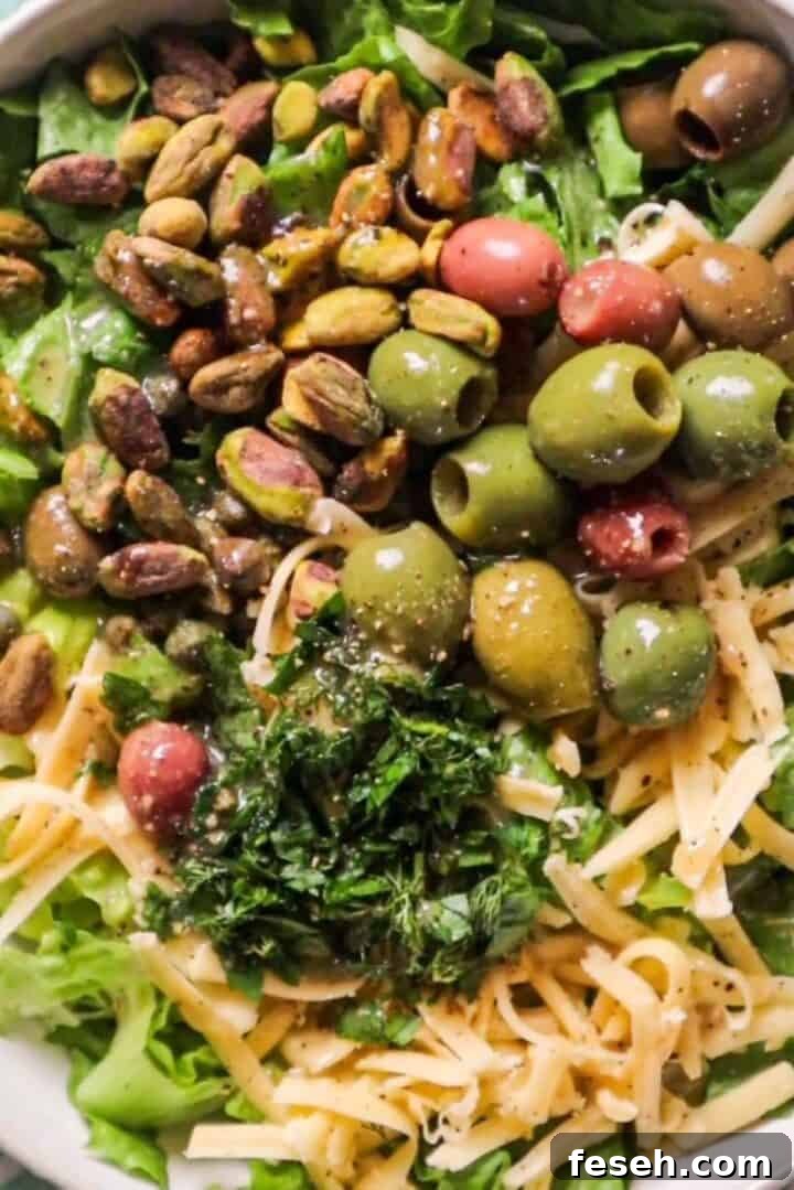 ingredients for romaine heart salad with pistachios