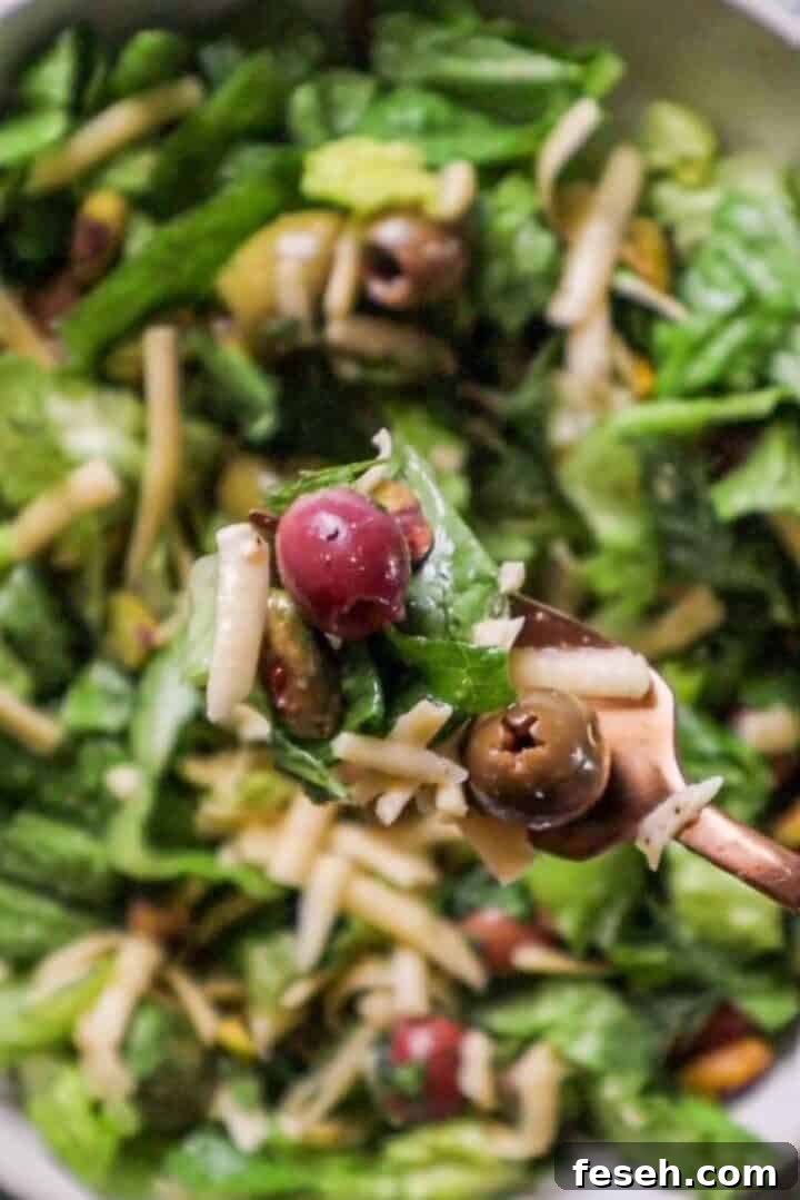 romaine salad with pistachios and olives